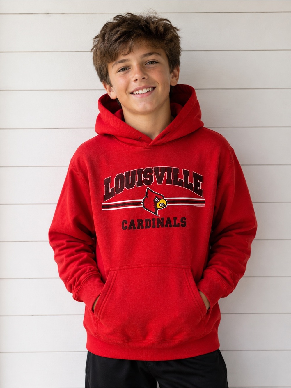 Louisville Cardinals Hoodie Sweatshirt Red Gildan Heavy Blend Youth Large
